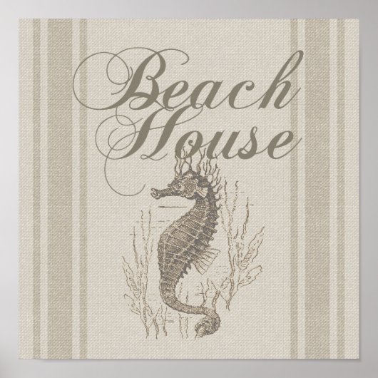 Beach House Seahorse Seashore Poster (Voorkant)