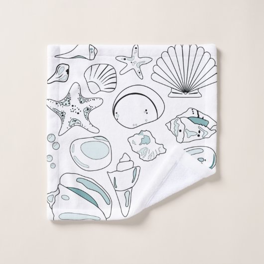 Beach House Shells Ensemble de serviettes de bain  (Gant de toilette)