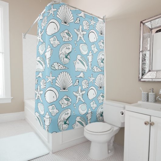 Beach House Shells Shower Curtain Douchegordijn (In situ)