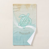 Beach House Tortue nautique Aqua Blue ID623 (Serviette à main)