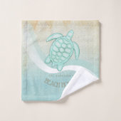 Beach House Tortue nautique Aqua Blue ID623 (Gant de toilette)