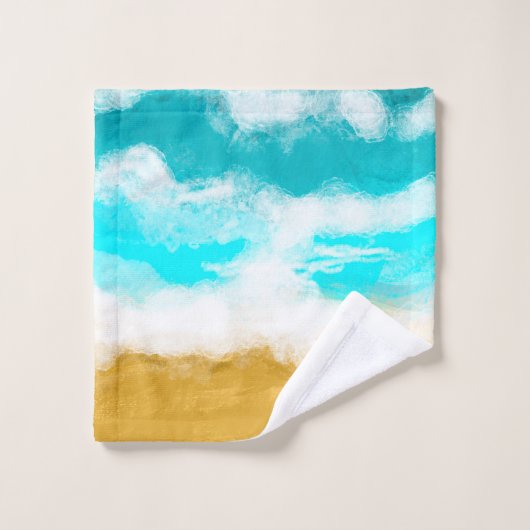 Beach House Turquoise Ocean Waves (Gant de toilette)