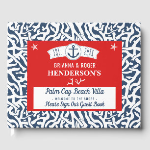 Beach House Vakantiehuis Nautisch Koraal Patroon Gastenboek