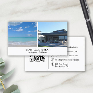 Beach House Vakantiehuis QR Social Media iconen Visitekaartje