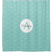 Beach House Wit Zee Shell Patroon Monogram Naam Douchegordijn (Voorkant)