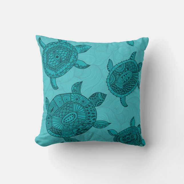 Beach House Zee Turtle Decoratief Sierkussen (Voorkant)