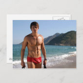 Beach Hunk Briefkaart (Voorkant / Achterkant)