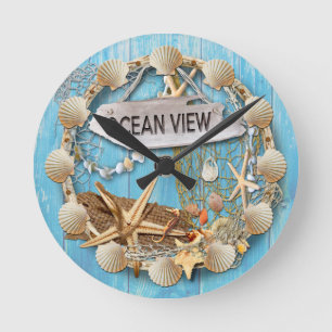 Beach Hut/Beach House Clock, Ocean Uitzicht Ronde Klok