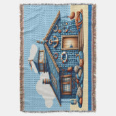 Beach Hut KNIT AFBEELDING Deken (Voorkant Verticaal)