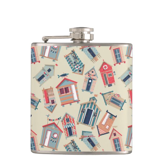 Beach Hut Pattern Heupfles (Voorkant)