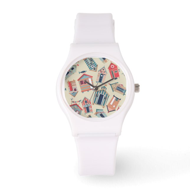 Beach Hut Pattern Horloge (Voorkant)