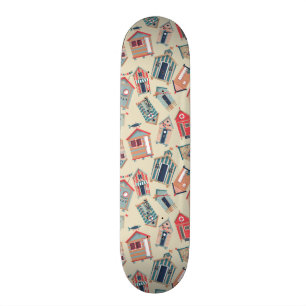 Beach Hut Pattern Skateboard