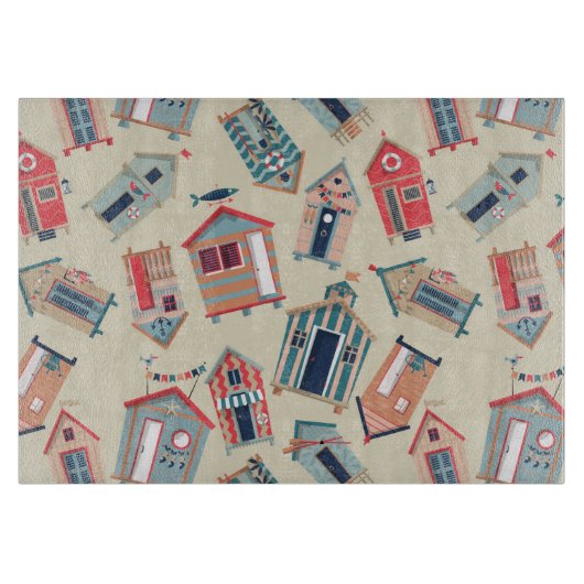 Beach Hut Pattern Snijplank (Voorkant)