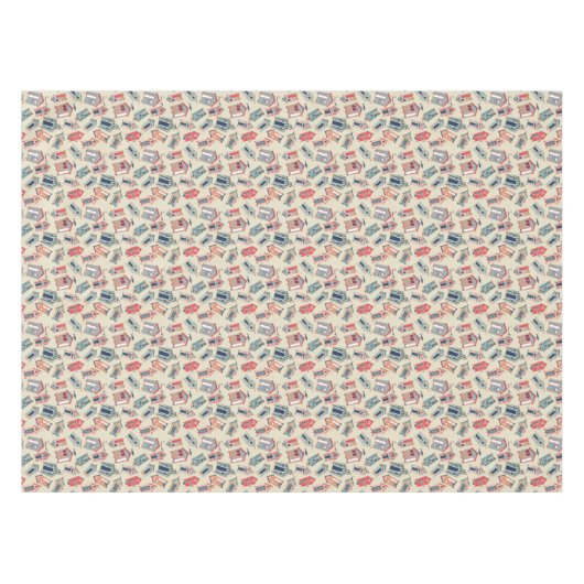 Beach Hut Pattern Tafelkleed (Voorkant (Horizontaal))
