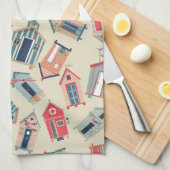 Beach Hut Pattern Theedoek (Quarter Fold)