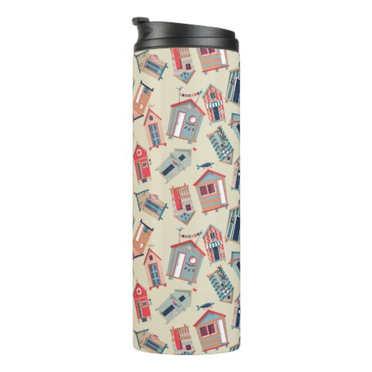 Beach Hut Pattern Thermosbeker (Geroteerd rechts)