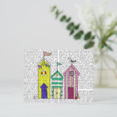Beach Huts 1 Illustratie Briefkaart (Staand voorkant)