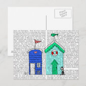 Beach Huts 2 Illustratie Briefkaart (Voorkant / Achterkant)