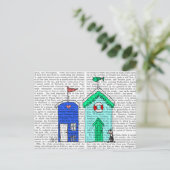 Beach Huts 2 Illustratie Briefkaart (Staand voorkant)