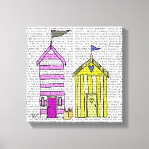 Beach Huts 3 Illustratie Canvas Afdruk