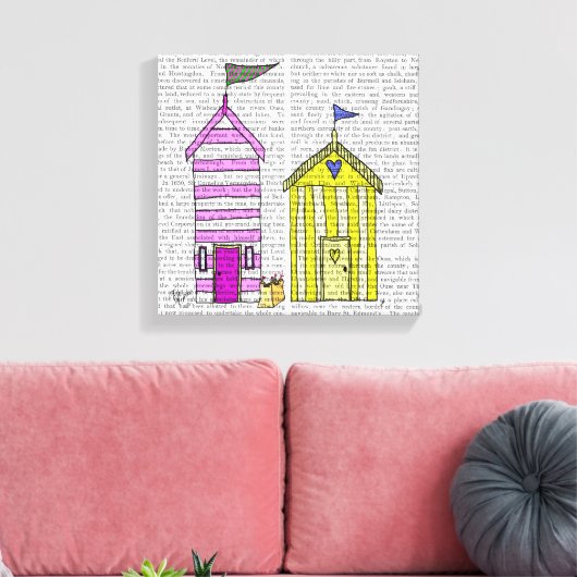 Beach Huts 3 Illustratie Canvas Afdruk (Insitu (Woonkamer))