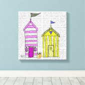 Beach Huts 3 Illustratie Canvas Afdruk (Insitu (Houten vloer))