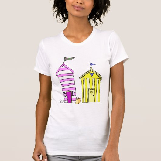 Beach Huts 3 Illustratie T-shirt (Voorkant)