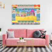 Beach Huts Abstract Canvas Afdruk (Insitu (Woonkamer))