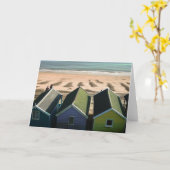 Beach huts and blue skies enlish sebe side foto kaart (Gele Bloem)