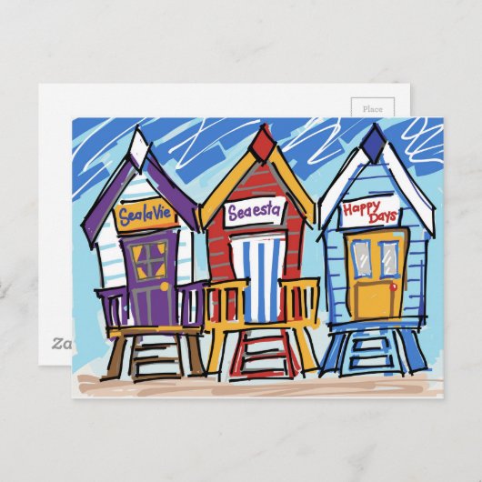 Beach Huts Briefkaart (Voorkant / Achterkant)