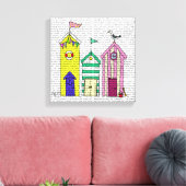 Beach Huts Canvas Afdruk (Insitu (Woonkamer))
