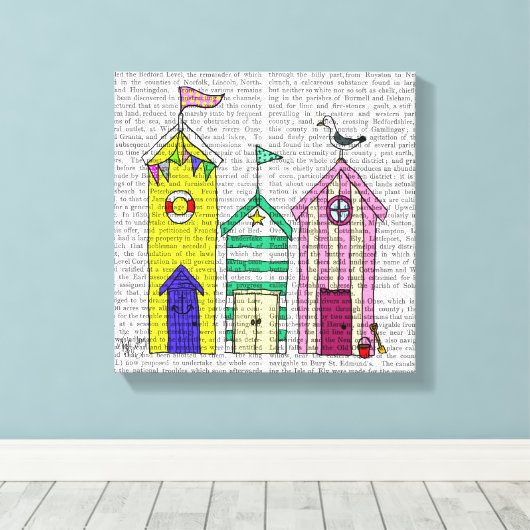 Beach Huts Canvas Afdruk (Insitu (Houten vloer))