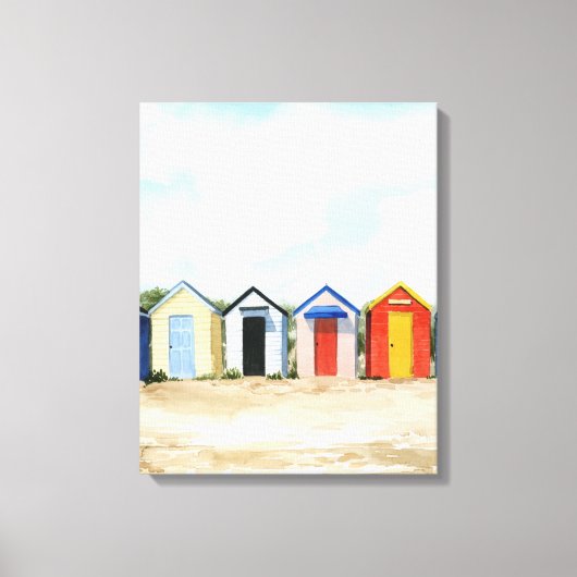 Beach Huts I Canvas Afdruk (Voorkant)