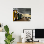 Beach Huts in een Storm van de zomer | Southwold Poster (Thuiskantoor)