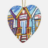 Beach Huts Keramisch Ornament (Links)