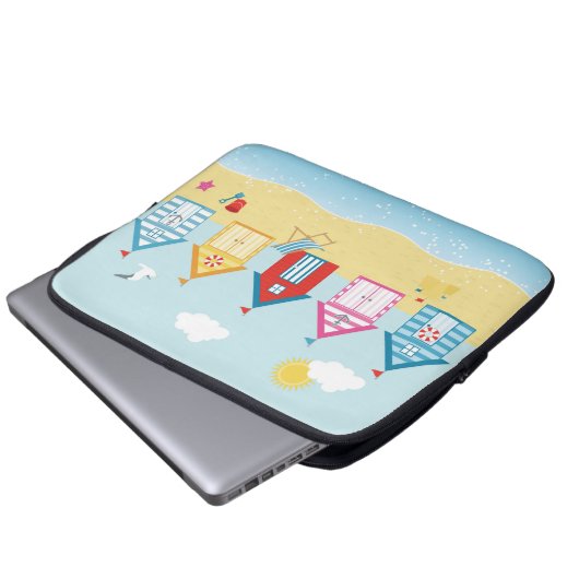 Beach Huts Laptop Sleeve (Voorkant onderkant)