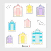 Beach Huts Summer Holiday Sticker (Vel)