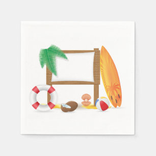 Beach Icons Paper Napkins Servetten