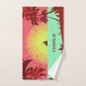 Beach Illustration nom personnalisé ensemble de se (Serviette à main)