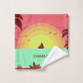Beach Illustration nom personnalisé ensemble de se (Gant de toilette)