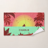 Beach Illustration nom personnalisé ensemble de se (Serviette à main)
