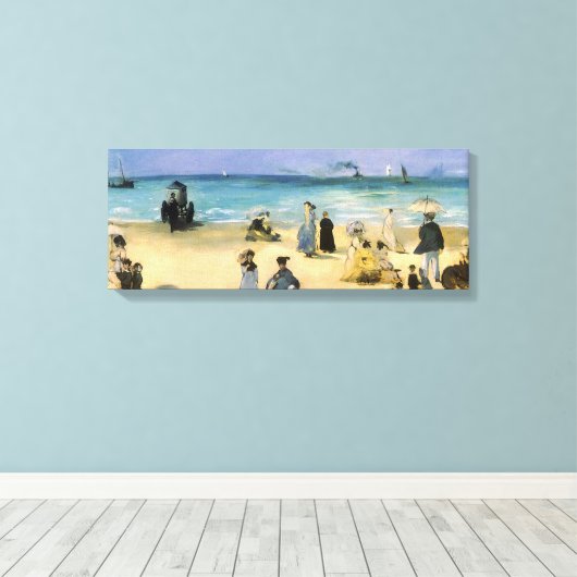 Beach in Boulogne, Edouard Manet,  kunst Canvas Afdruk (Insitu (Houten vloer))