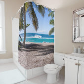 Beach in een zonnige dag gooien kussen douchegordijn (In situ)