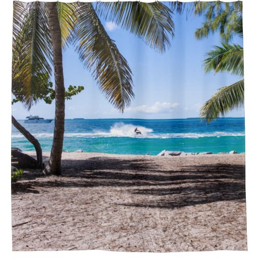 Beach in een zonnige dag gooien kussen douchegordijn (Voorkant)