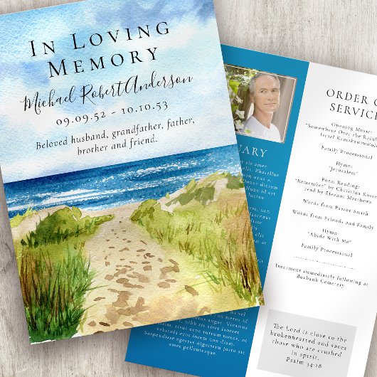 Beach in Loving Memory Funeral Program Programma