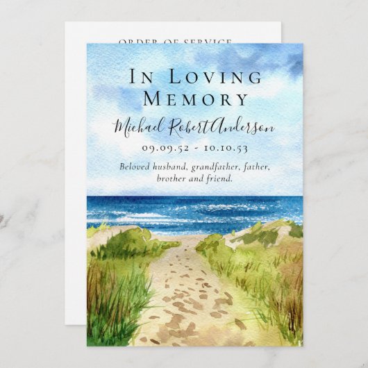 Beach in Loving Memory Funeral Programma (Voorkant / Achterkant)