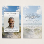 Beach In Loving Memory Photo Sympathy Prayer Card (Devant & derrière)