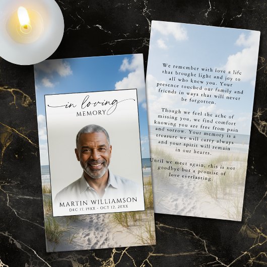 Beach In Loving Memory Photo Sympathy Prayer Card