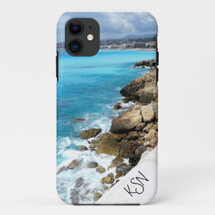 Beach in Nice, France iPhone 5 monogrammed hoesje