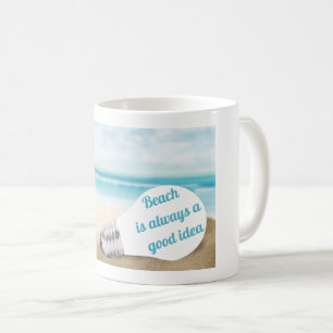 Beach is altijd een goed idee, zomer koffiemok